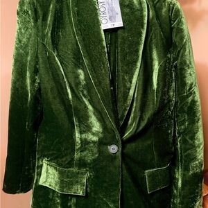 Luxurious Velvet Blazer in Deep Green